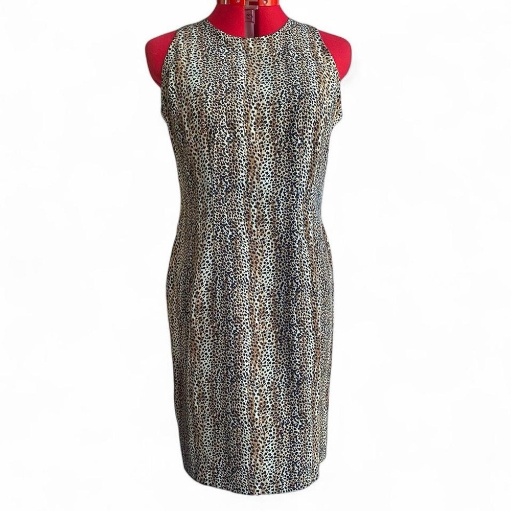 Vintage Robbie Bee Sleeveless Cheetah Print Mini Sheath Dress NWT